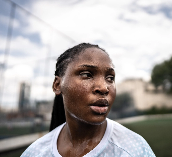 Athlete sweating after an intense workout